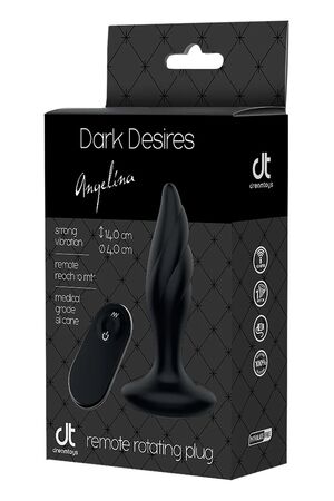 Черная анальная вибропробка Angelina Remote Rotating Plug - 14 см.